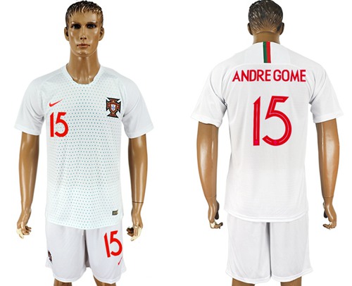 Portugal #15 Andre Gome Away Soccer Country Jersey